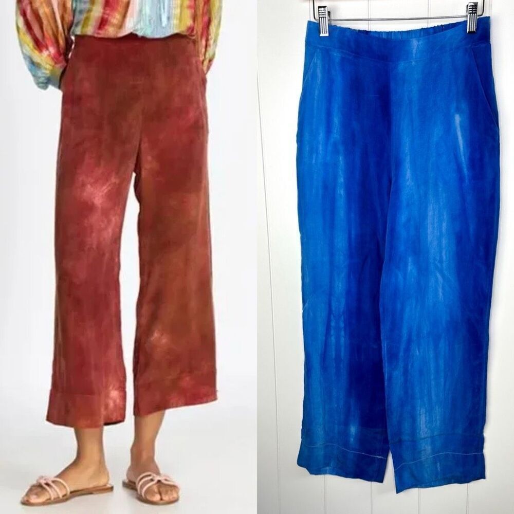 Johnny Was x Amanda Bond Gillian Crop Pants Blue Tie Dye Size XS
